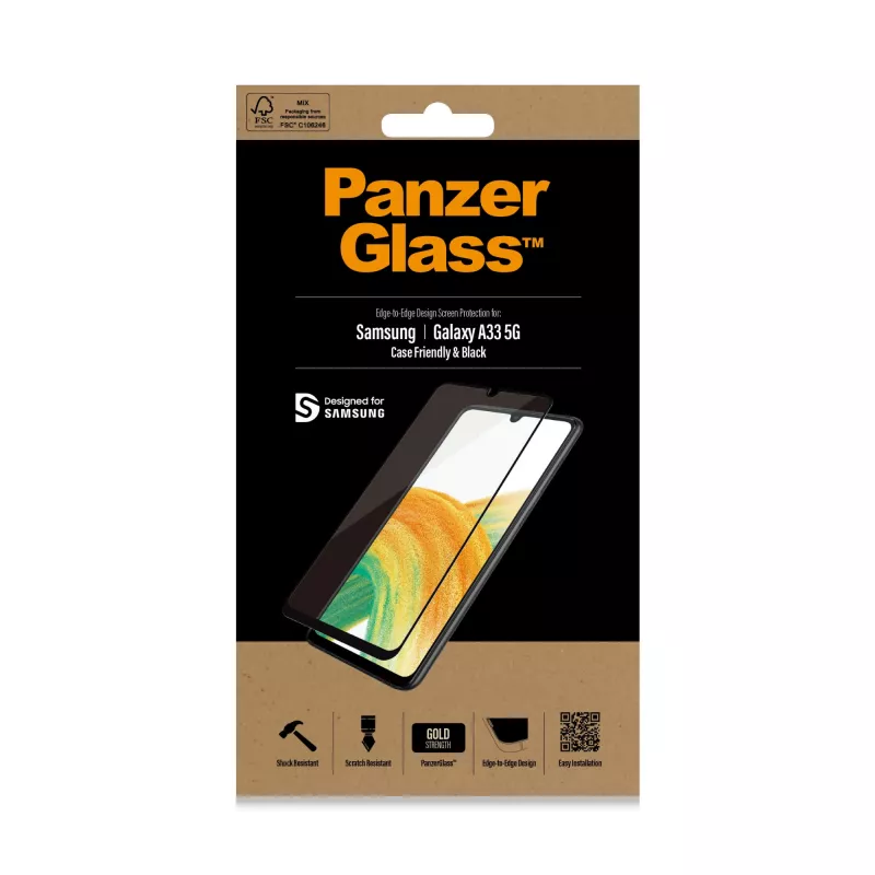 Apsauginis stiklas PanzerGlass Samsung Galaxy A33 5G Atsparus įbrėžimams ir smūgiams