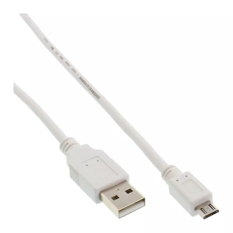 InLine Micro USB 2.0 laidas USB A kištukas / Micro-B kištukas, baltas, 1,5 m