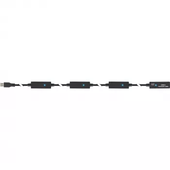 InLine USB3.2 Gen.1 aktyvus kartotinis kabelis, A tipo kištukas / lizdas, juodas, 20 m