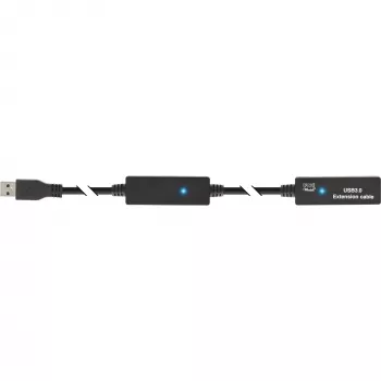 InLine USB3.2 Gen.1 aktyvus kartotuvinis kabelis Type A kištukas / lizdas, juodas, 10 m