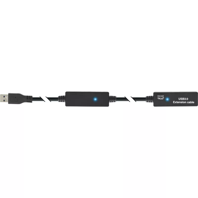 InLine USB3.2 Gen.1 aktyvus kartotuvinis kabelis Type A kištukas / lizdas, juodas, 10 m