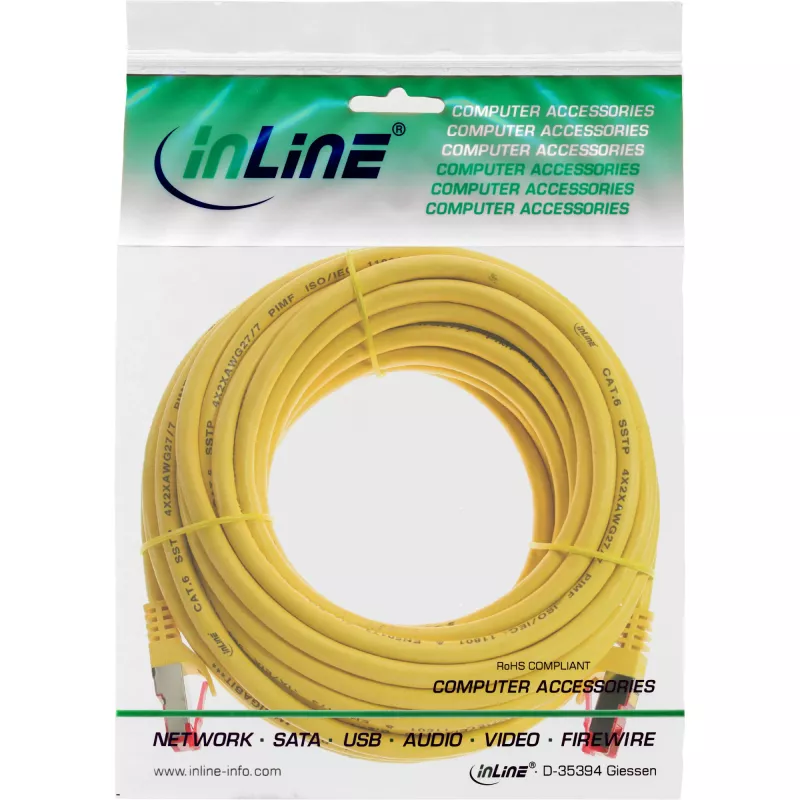 InLine Patch Laidas S/FTP PiMF Cat.6 250MHz varis halogeno neturintis geltonas 7,5m
