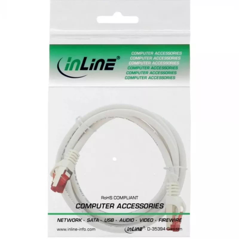 InLine Patch Laidas S/FTP PiMF Cat.6 250MHz varis halogeno neturintis baltas 2m