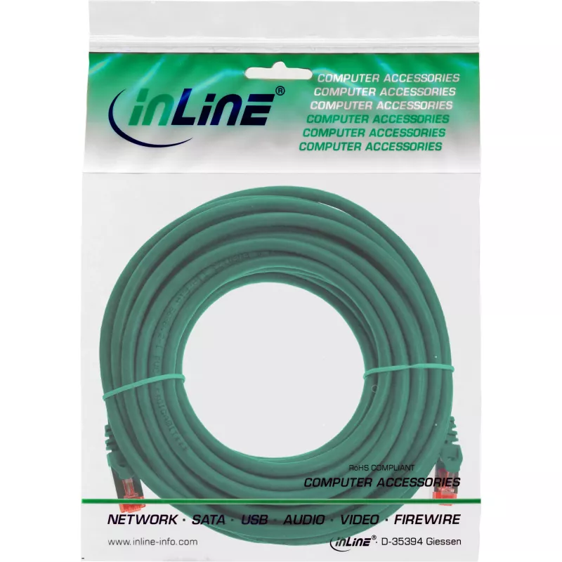 InLine Patch Laidas S/FTP PiMF Cat.6 250MHz varis halogenų neturintis žalias 5m