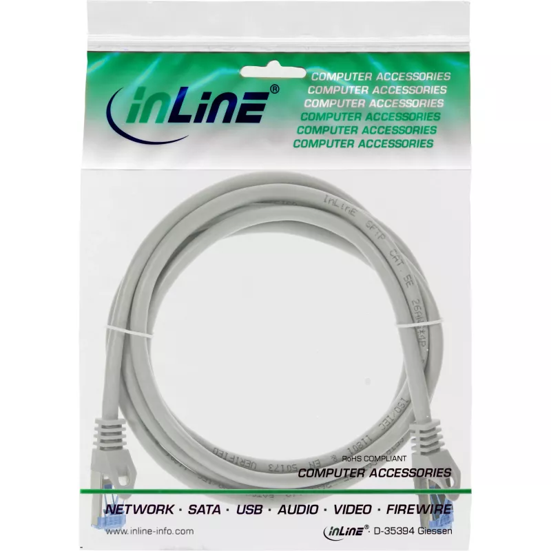 InLine Patch kabelis, Cat.6A, S/FTP, TPE lankstus, pilkas, 3 m
