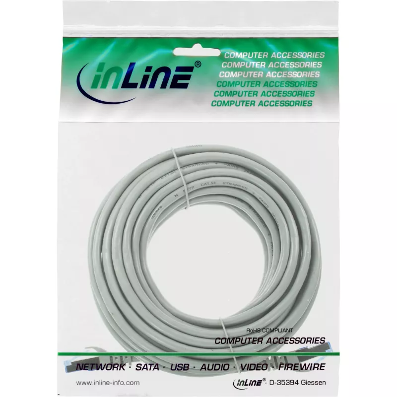 InLine Patch laidas, Cat.6A, S/FTP, TPE lankstus, pilkas, 5 m
