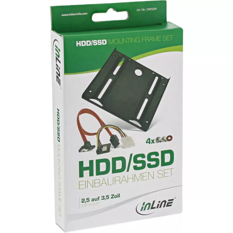 InLine HDD/SSD montavimo rėmelis su SATA ir maitinimo kabeliu, kampuotais, su varžtais