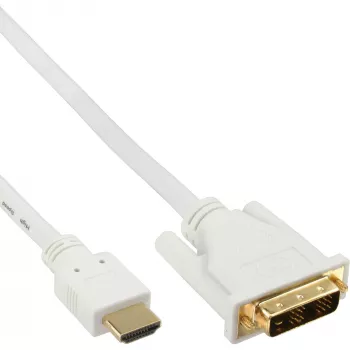 InLine HDMI į DVI laidas, kištukas / 18+1 kištukas, baltas, auksuoti kontaktai, 5 m