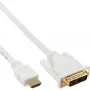 InLine HDMI į DVI laidas, kištukas / 18+1 kištukas, baltas, auksuoti kontaktai, 5 m