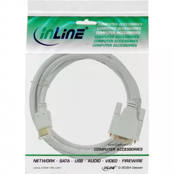 InLine HDMI į DVI laidas, kištukas / 18+1 kištukas, baltas, auksuoti kontaktai, 5 m