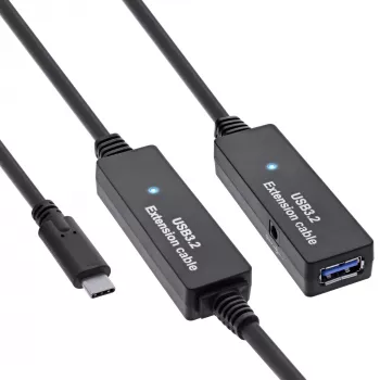 InLine USB 3.2 Gen.1 aktyvus ilginimo kabelis, USB-C kištukas į USB-A lizdą, 15 m
