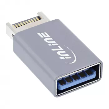 InLine USB 3.2 adapteris, vidinis USB-E priekinio skydelio jungtis į USB-A lizdą