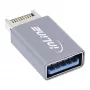 InLine USB 3.2 adapteris, vidinis USB-E priekinio skydelio jungtis į USB-A lizdą