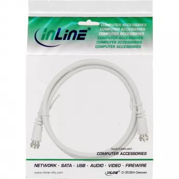 InLine SAT kabelis 2x ekranuotas itin maži nuostoliai 2x F-kištukas >75 dB baltas 7 m