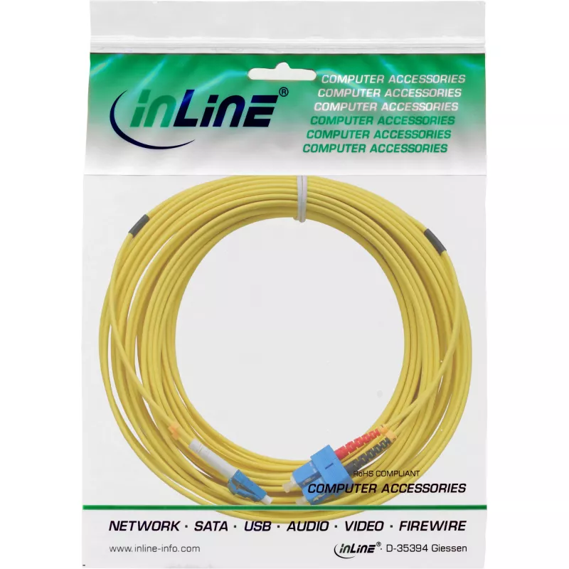 InLine Fiber optinis dvipusis kabelis, LC/SC, 9/125µm, OS2, 5m