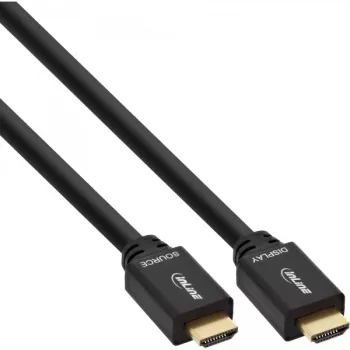 InLine aktyvus HDMI kabelis High Speed su Ethernet, M/M, juodas, auksuoti kontaktai, 30m