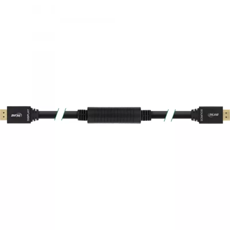InLine aktyvus HDMI kabelis High Speed su Ethernet, M/M, juodas, auksuoti kontaktai, 30m