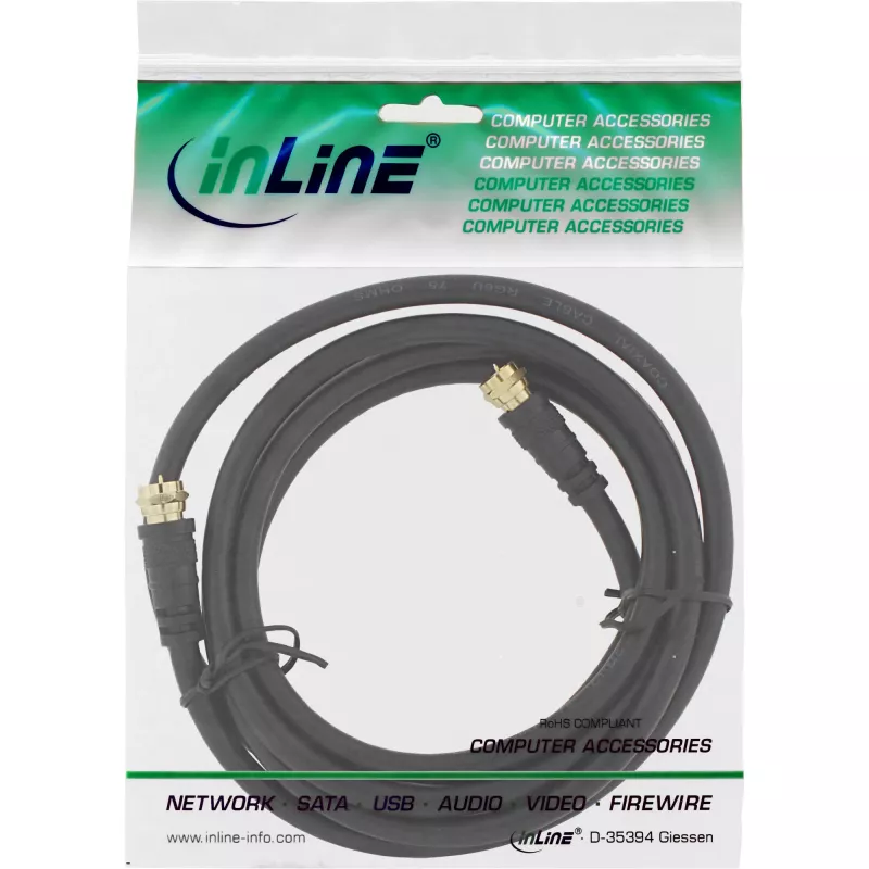 InLine SAT Cable Premium 2x ekranuotas 2x F-kištukas >85 dB juodas 1 m