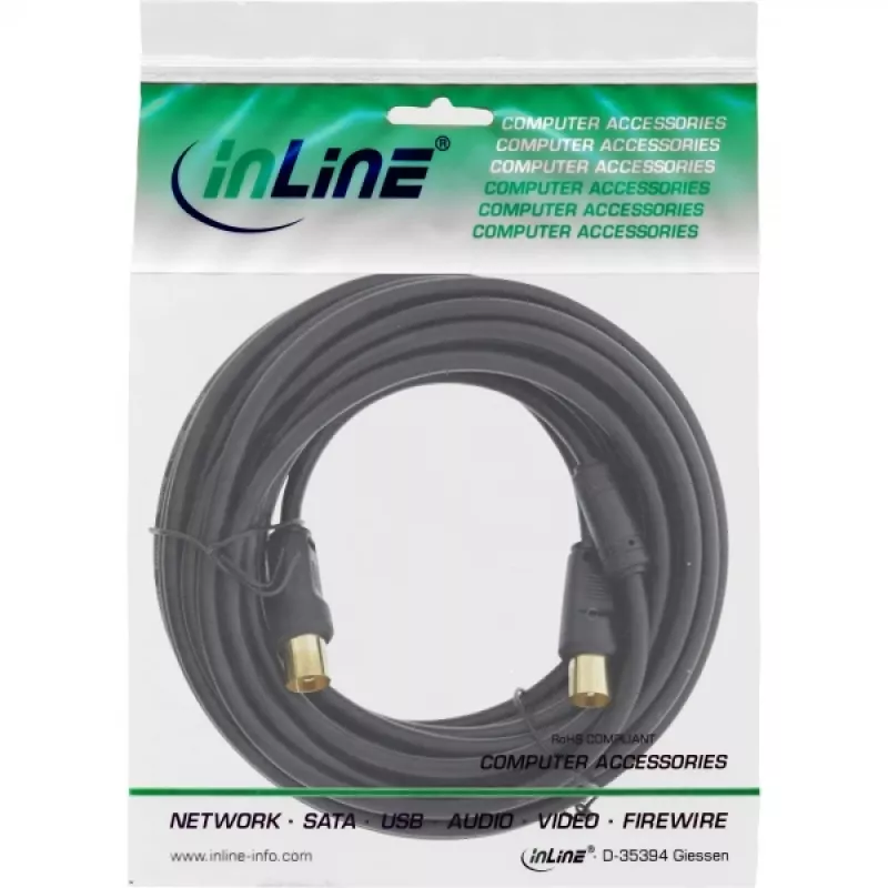 InLine antenos laidas 2x ekranuotas >85dB juodas 20m