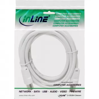 InLine antenos laidas 2x ekranuotas itin maži nuostoliai >75 dB baltas 7 m