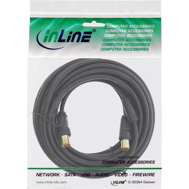 InLine antenos kabelis 2x ekranuotas >85dB juodas 2m