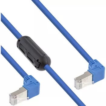 InLine Patch laidas dviem žemyn nukreiptais kampiniais RJ-45, S/FTP (PiMf), Kat.6, PVC, mėlynas, 1,6 m