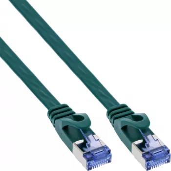 InLine Flat patch laidas, U/FTP, Cat.6A, žalias, 7 m