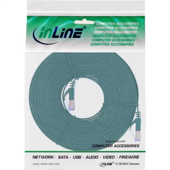 InLine Flat patch laidas, U/FTP, Cat.6A, žalias, 7 m