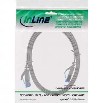 InLine Flat patch laidas, U/FTP, Cat.6A, pilkas, 2m