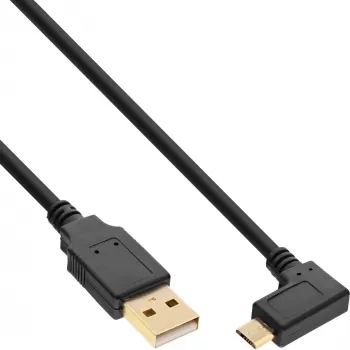 InLine Micro USB 2.0 laidas USB A (vyriškas) / Micro-B (vyriškas, kampuotas), juodas, 1,5 m
