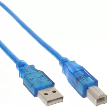 InLine USB 2.0 kabelis Type A kištukas / Type B kištukas mėlynas permatomas 3 m