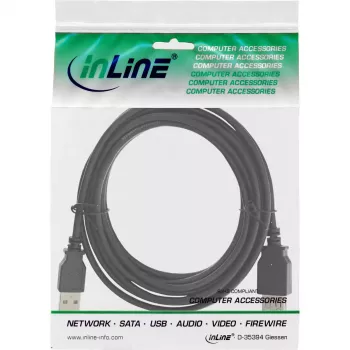 InLine 34603B USB 2.0 ilginimo kabelis, A tipas (kištukas / lizdas), juodas, 3 m