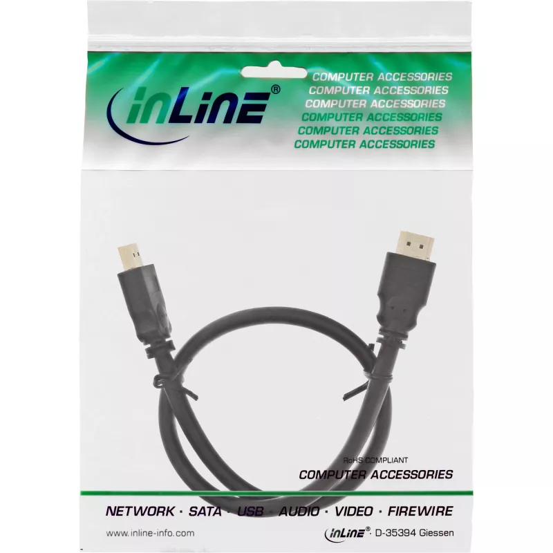 InLine HDMI kabelis, High Speed HDMI, M/M, juodas, auksuoti kontaktai, 20 m