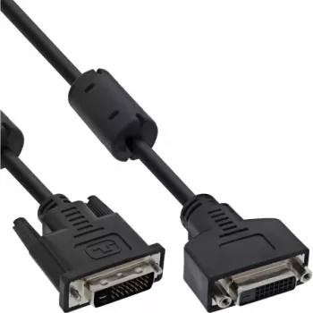 InLine DVI-D kabelis 24+1 M/F, Dual Link, 2 ferito gnybtai, 5 m