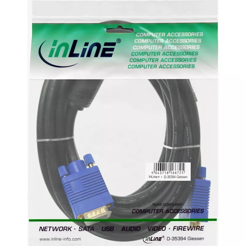 InLine S-VGA Premium laidas 15HD kištukas / kištukas juodas 15 m