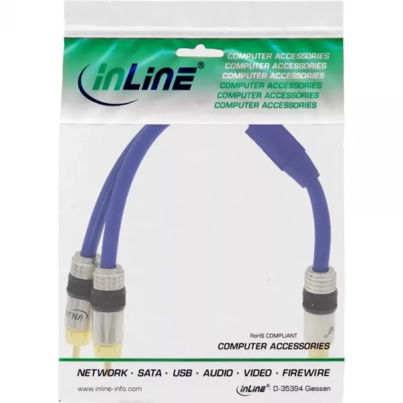 InLine RCA Y-Cable Premium 1x RCA lizdas / 2x RCA kištukas, auksuoti kontaktai, 0,25 m