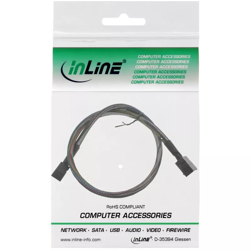 InLine Mini SAS HD kabelis SFF-8643 į SFF-8643 su šoniniu ryšiu 1 m