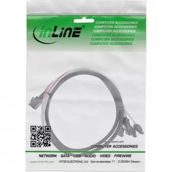 InLine Mini SAS HD kabelis SFF-8643 į 4x SATA + Sideband 0,5 m