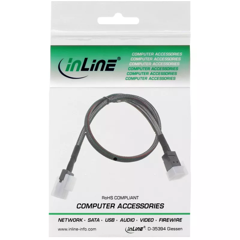 InLine Mini SAS HD kabelis SFF-8643 į SFF-8087 su šoniniu ryšiu 0,5 m