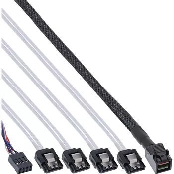 InLine Mini SAS HD kabelis SFF-8643 į 4x SATA + Sideband 1m