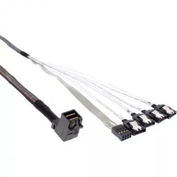 InLine Mini SAS HD kabelis SFF-8643 lenktas į 4x SATA + Sideband 0,5 m
