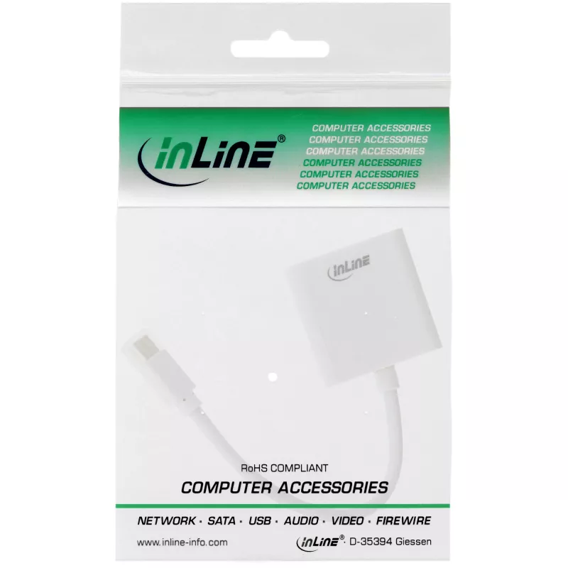 InLine Mini DisplayPort (vyriškas) / DVI-D 24+1 (moteriška) adapteris baltas, 0,15 m