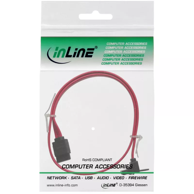 InLine SATA 6Gb/s kabelis su užraktais, kampuotas, 0,5 m