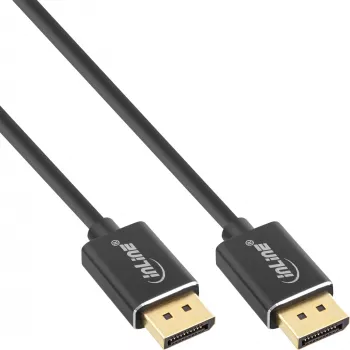 InLine DisplayPort 1.4 laidas Slim, 8K4K, juodas, auksuoti kontaktai, 0,5 m