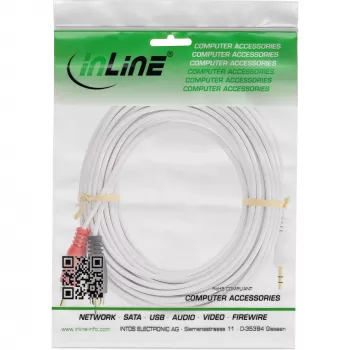 InLine 2x RCA kabelis vyriškas / 3,5 mm vyriškas baltas/auksuotas 7,5 m