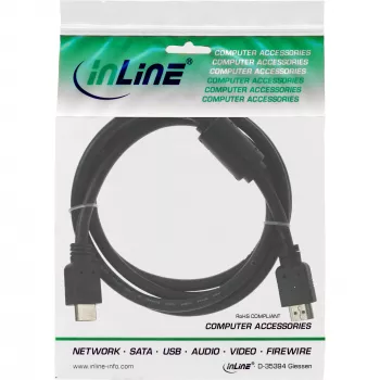 HDMI kabelis High Speed su ferito žiedais, 1,5 m, juodas, InLine 17611
