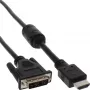 InLine HDMI-DVI laidas 19 kontaktų kištukas / 18+1 kištukas su ferito žiedu juodas 1 m