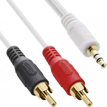 InLine garso laidas 2x RCA (vyriškas) / 3,5 mm stereo (vyriškas) baltas/auksinis 1,5 m