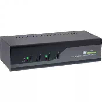 KVM jungiklis InLine 63654I 4 prievadų dviejų monitorių DP 1.2 4K USB 3.0 garsas