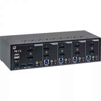KVM jungiklis InLine 63654I 4 prievadų dviejų monitorių DP 1.2 4K USB 3.0 garsas